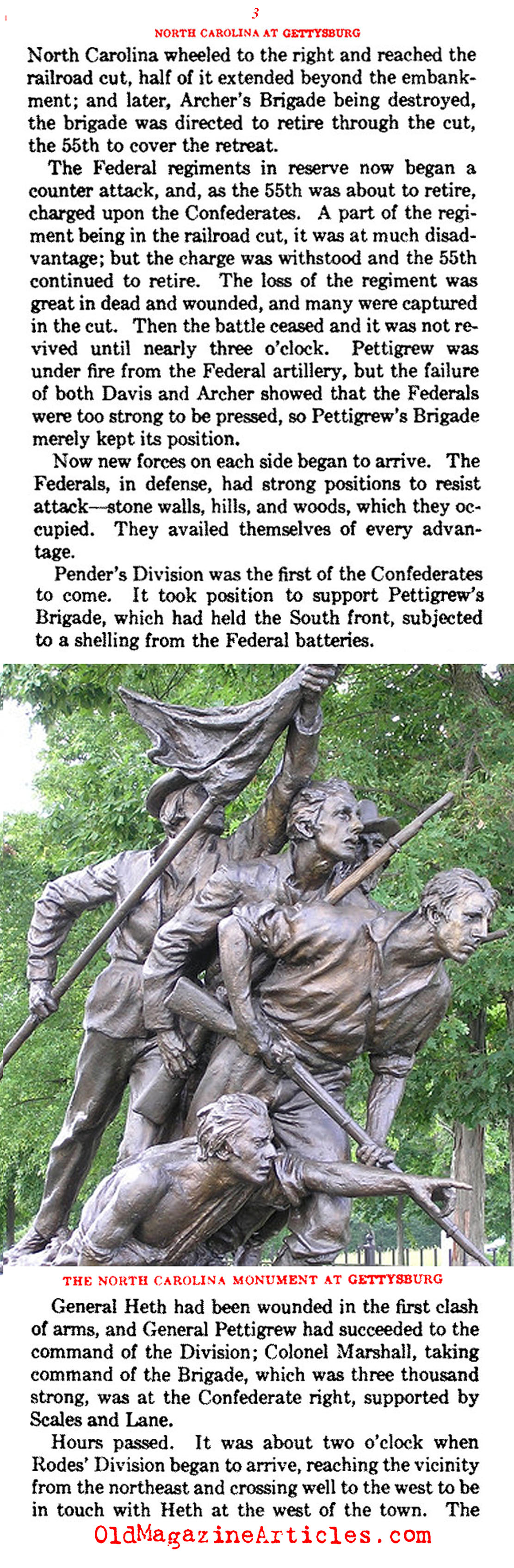 The North Carolina Presence at Gettysburg  (Confederate Veteran Magazine, 1930)