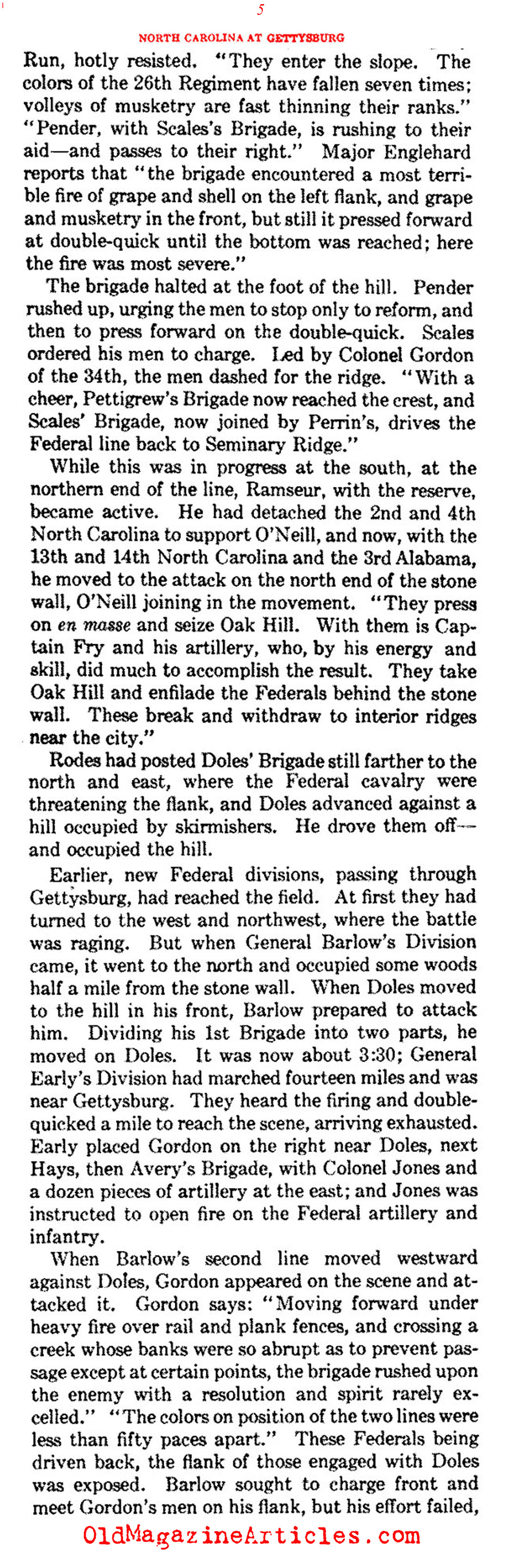 The North Carolina Presence at Gettysburg  (Confederate Veteran Magazine, 1930)