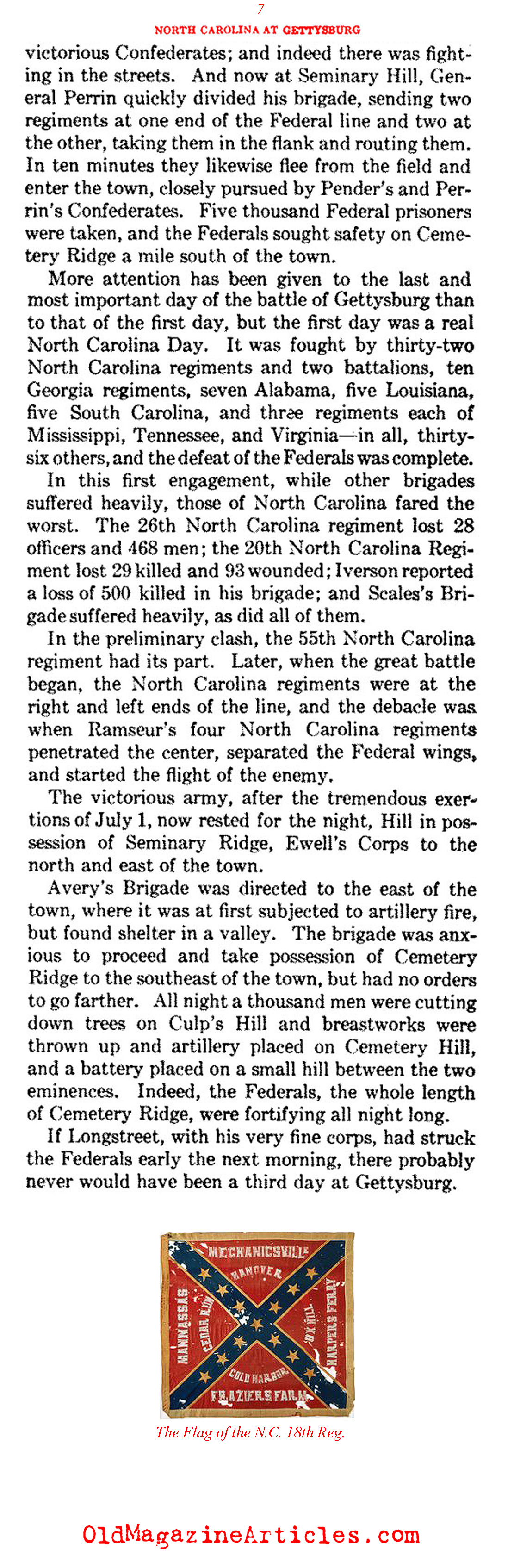 The North Carolina Presence at Gettysburg  (Confederate Veteran Magazine, 1930)