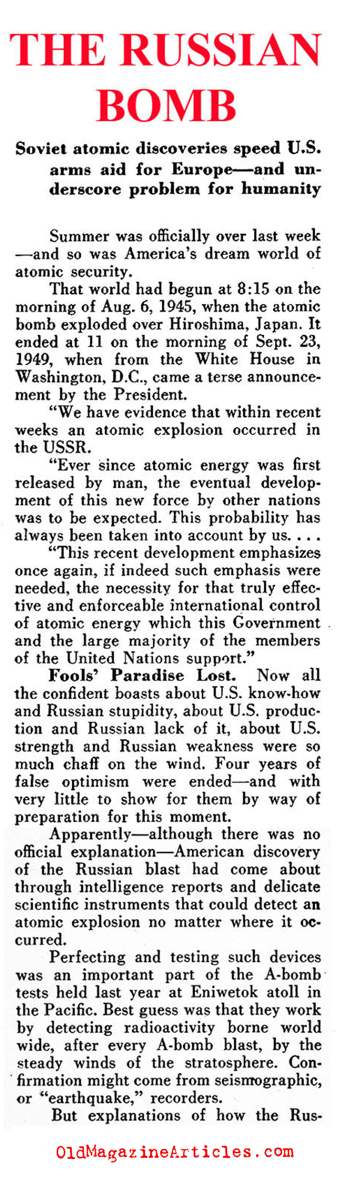 The Soviets Get the Bomb (Pathfinder Magazine, 1949)