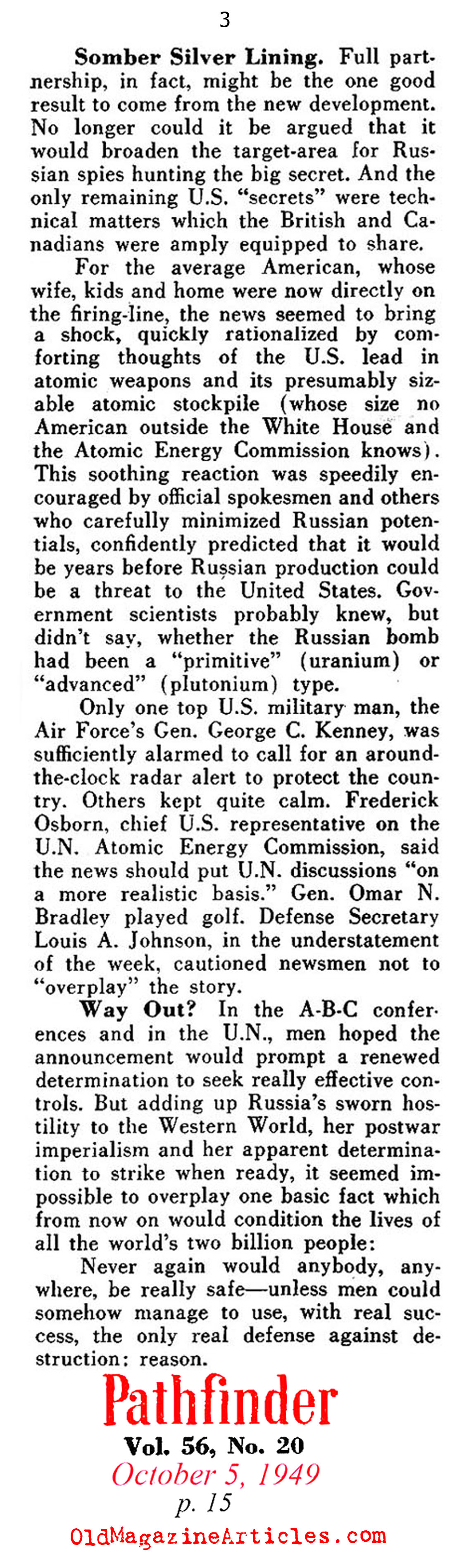 The Soviets Get the Bomb (Pathfinder Magazine, 1949)