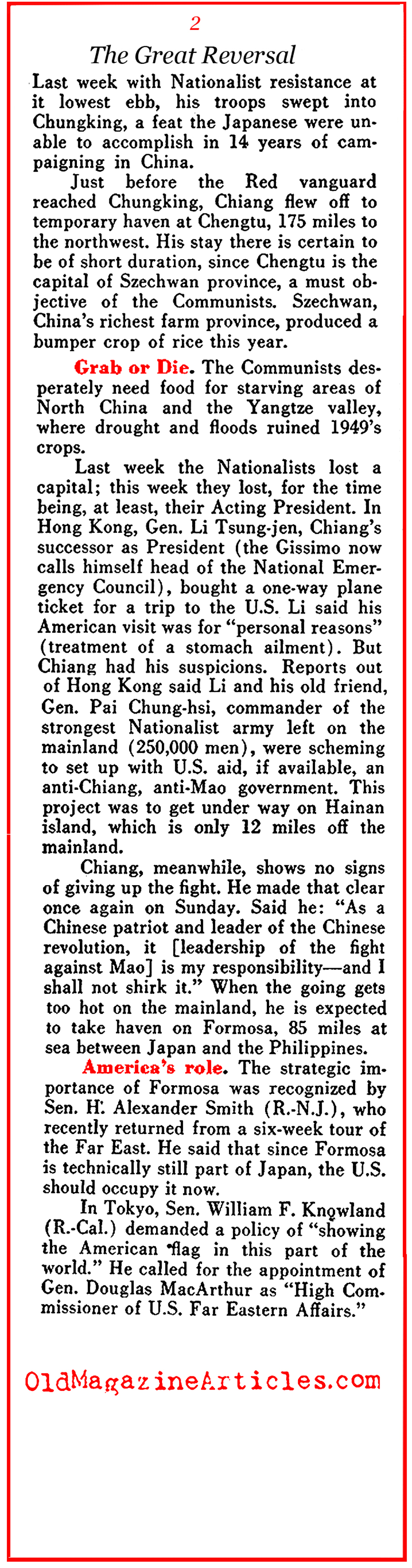 Reversals for Chiang Kai-shek (Pathfinder Magazine, 1949)