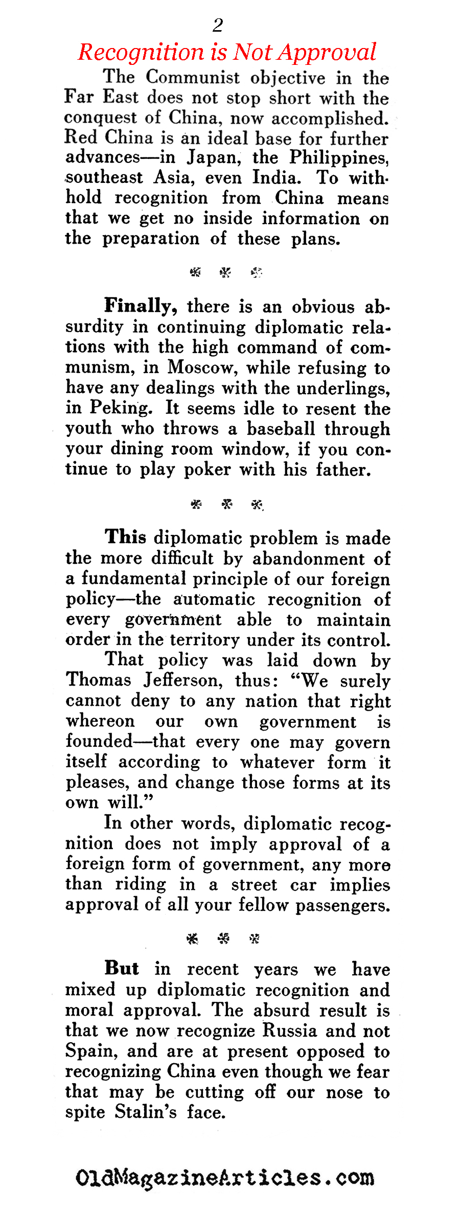 Washington Weighs in on China (Pathfinder Magazine, 1949)