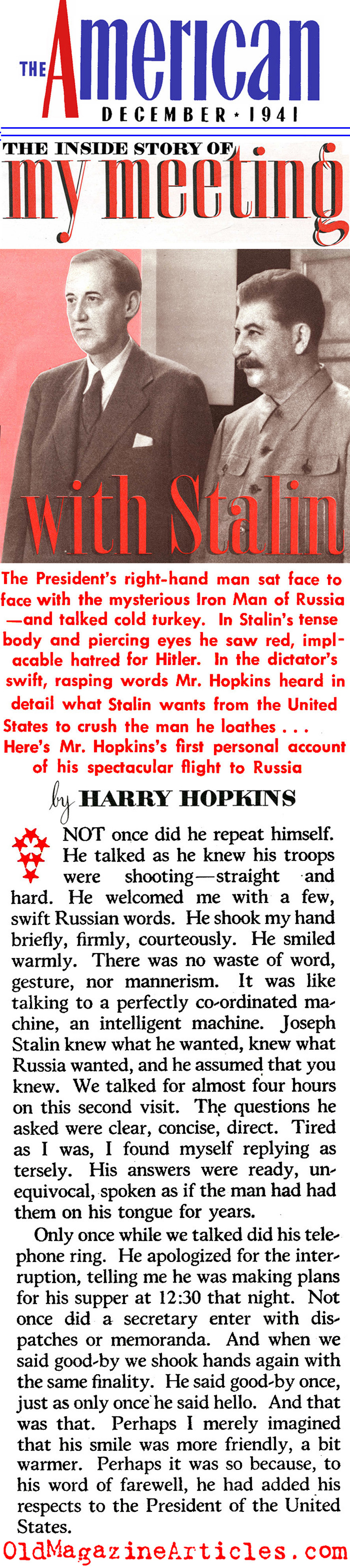 Harry Hopkins and Stalin (The American Magazine, 1941)