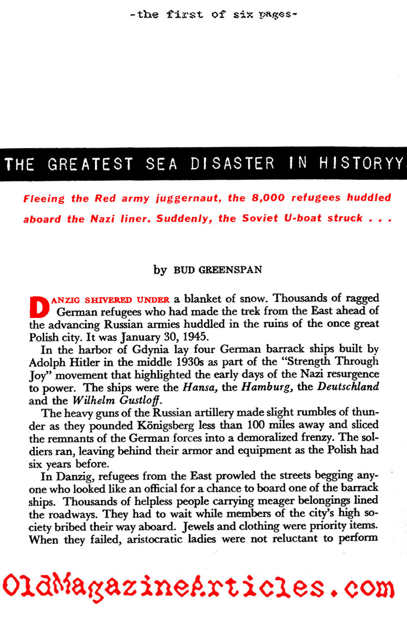 The Submarine that Killed 9,400 People (Coronet Magazine, 1958)