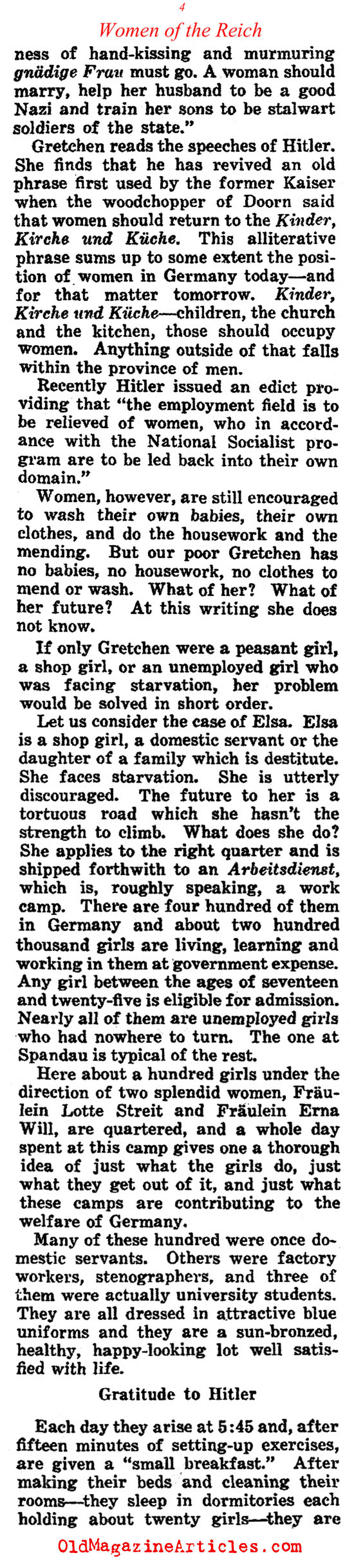 A Woman's Place Within the Third Reich (Collier's Magazine, 1933)