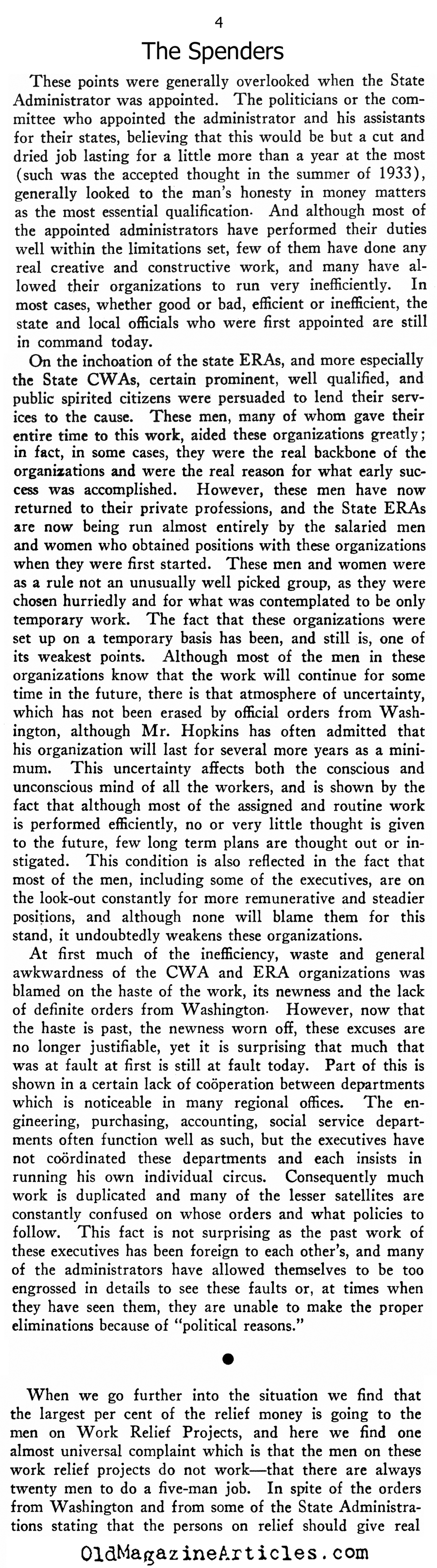 The Big Spenders in Washington (New Outlook Magazine, 1934)