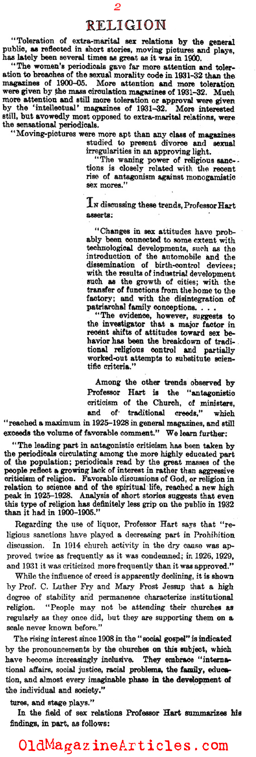 Secular America on the Rise (Literary Digest, 1933)