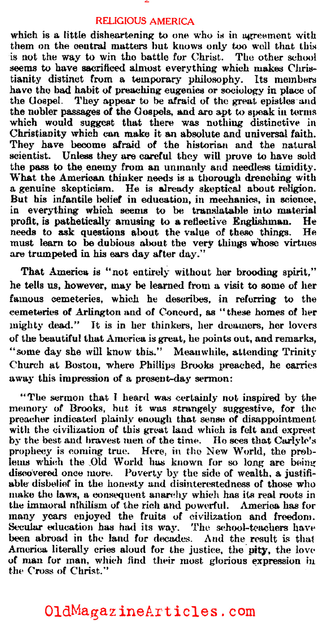 The British View of Religious America (Literary Digest, 1913)