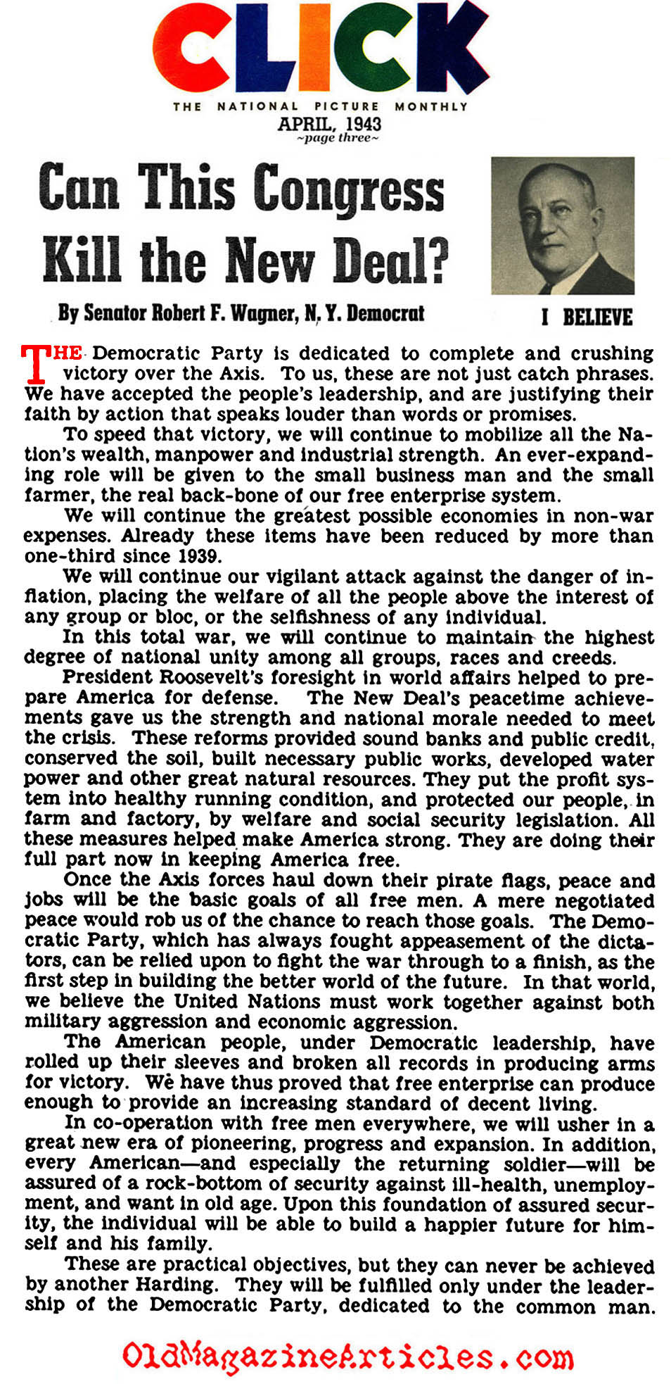 Can Congress Kill the New Deal? (Click Magazine, 1943)