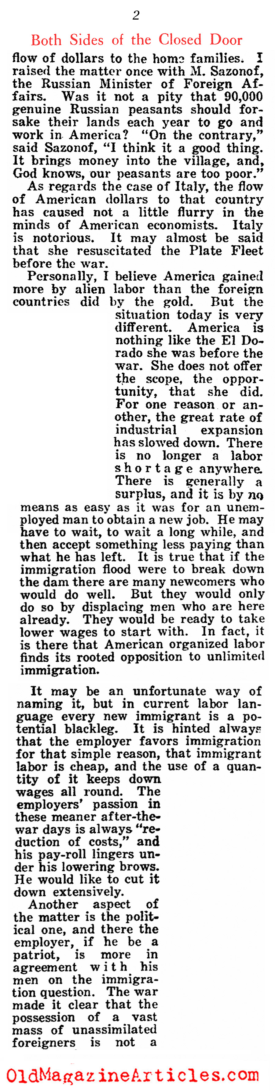 Closing The Golden Door (American Legion Weekly, 1922)