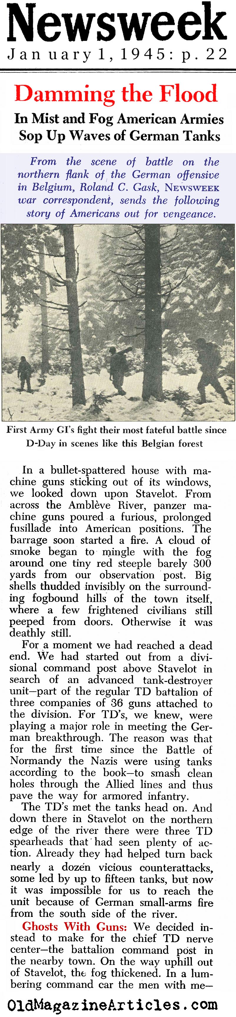 Killing Tiger Tanks in the Ardennes (Newsweek Magazine, 1945)