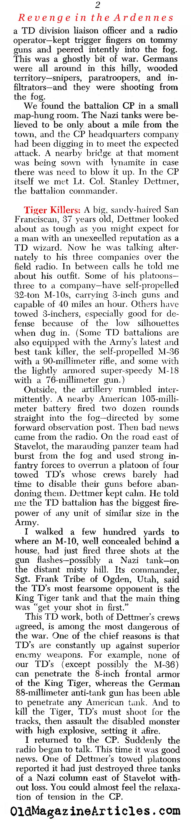 Killing Tiger Tanks in the Ardennes (Newsweek Magazine, 1945)