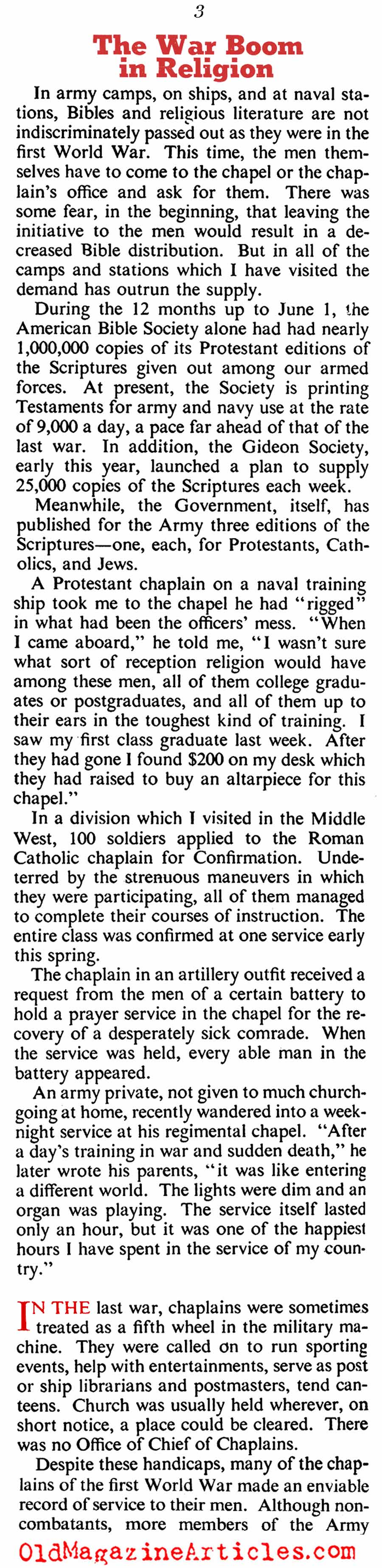 The W.W. II Revival In Faith (American Magazine, 1942)