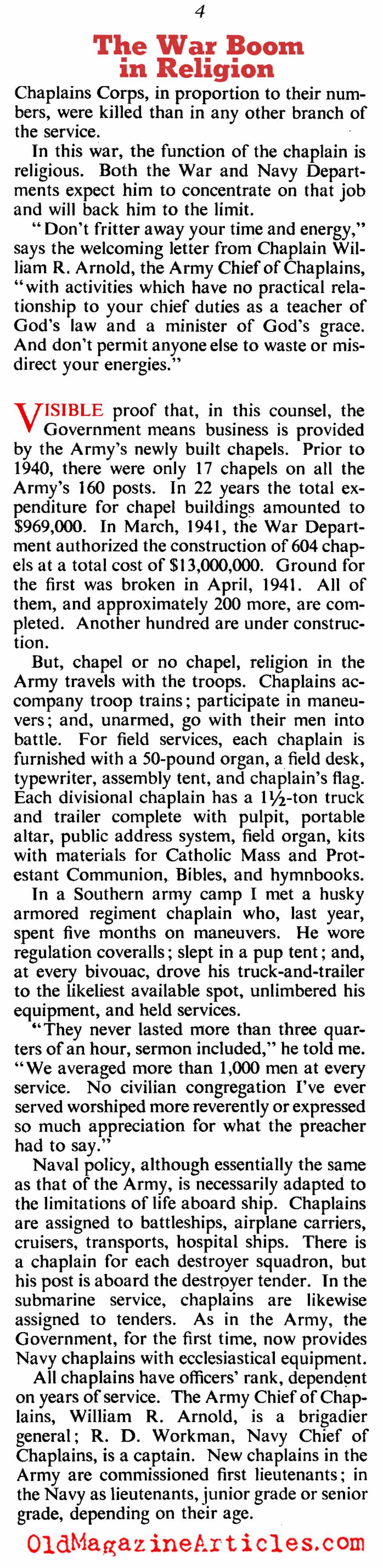 The W.W. II Revival In Faith (American Magazine, 1942)