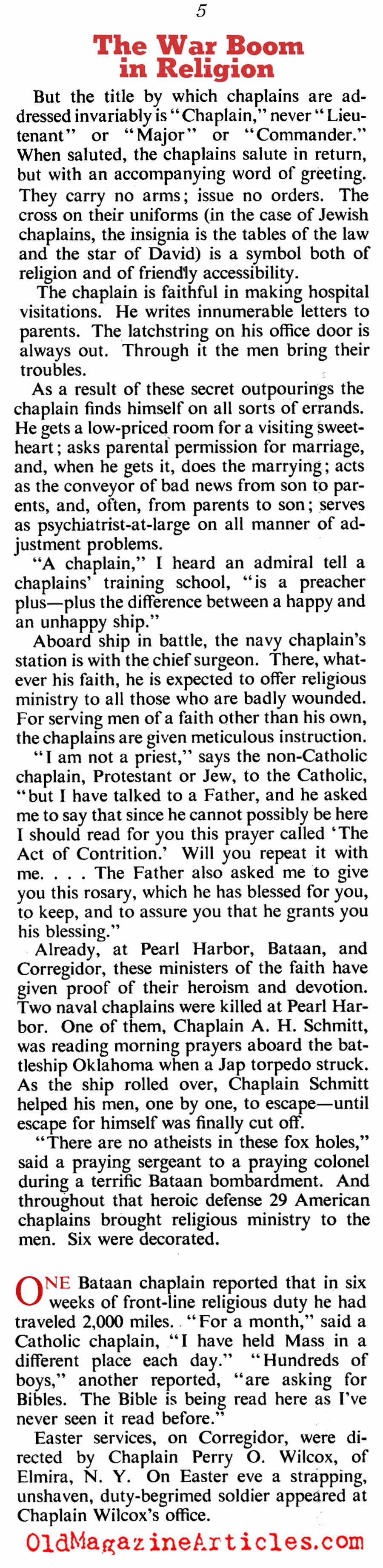 The W.W. II Revival In Faith (American Magazine, 1942)