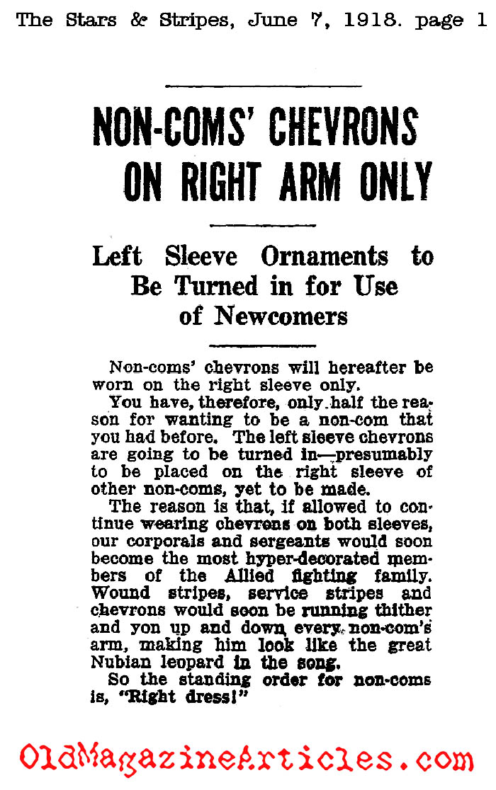 A New Uniform Regulation for the NCOs of the A.E.F. (Stars and Stripes, 1918)