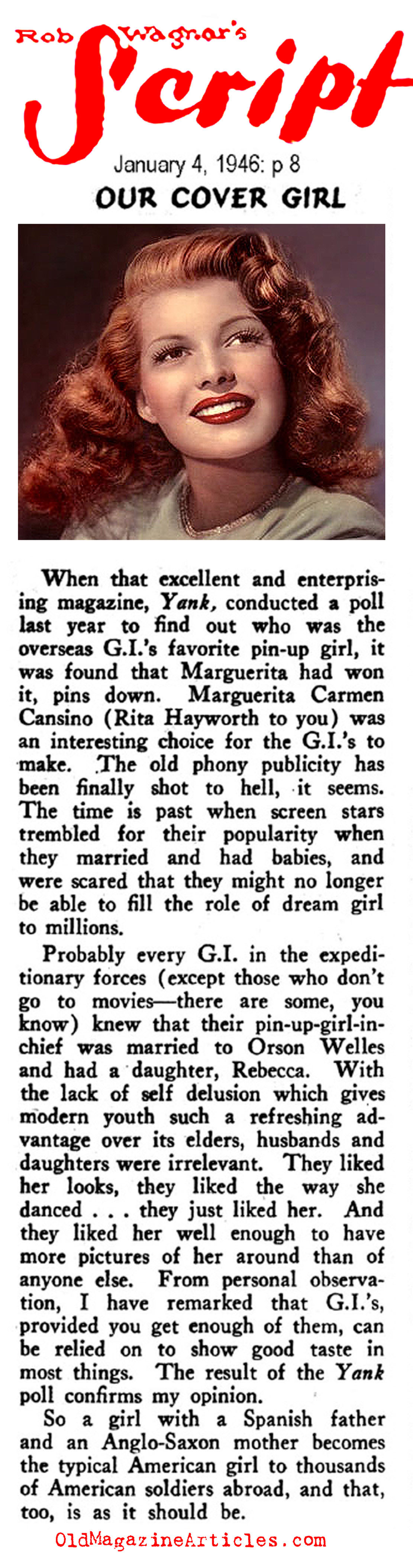 Rita Hayworth (Rob Wagner's Script, 1946, American Magazine, 1942)