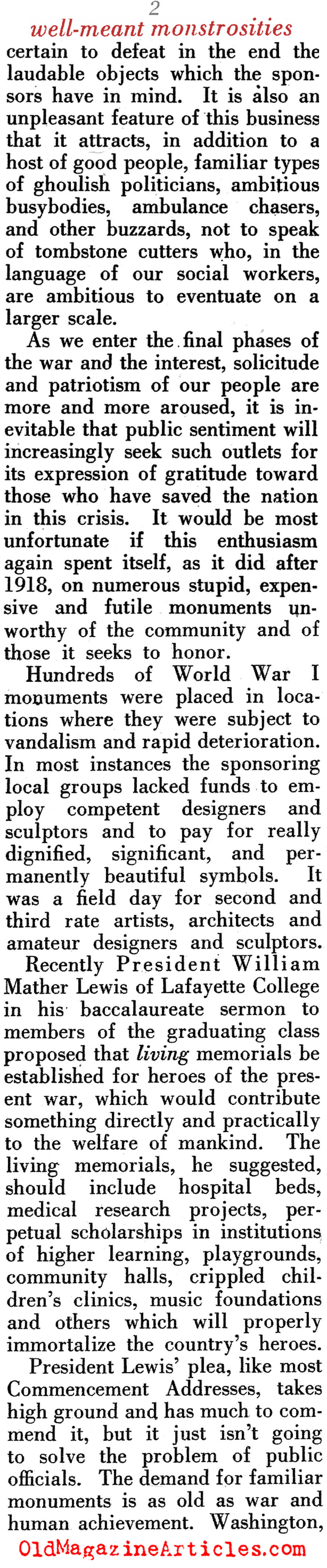 War Memorials Don't Have to be Ugly (Pageant Magazine, 1944)