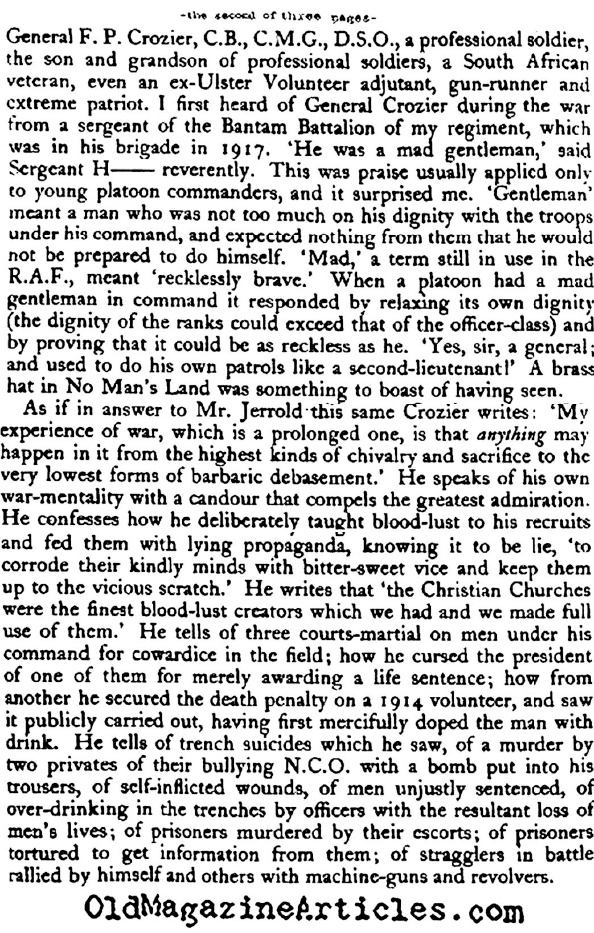 ''A Brass Hat in No Man's Land'' - Reviewed by Robert Graves (Now & Then, 1930)