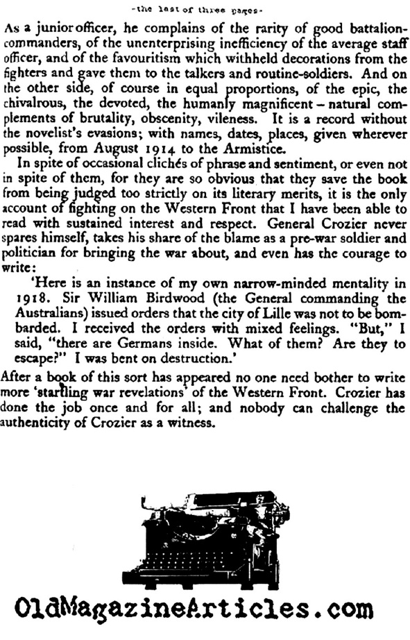 ''A Brass Hat in No Man's Land'' - Reviewed by Robert Graves (Now & Then, 1930)