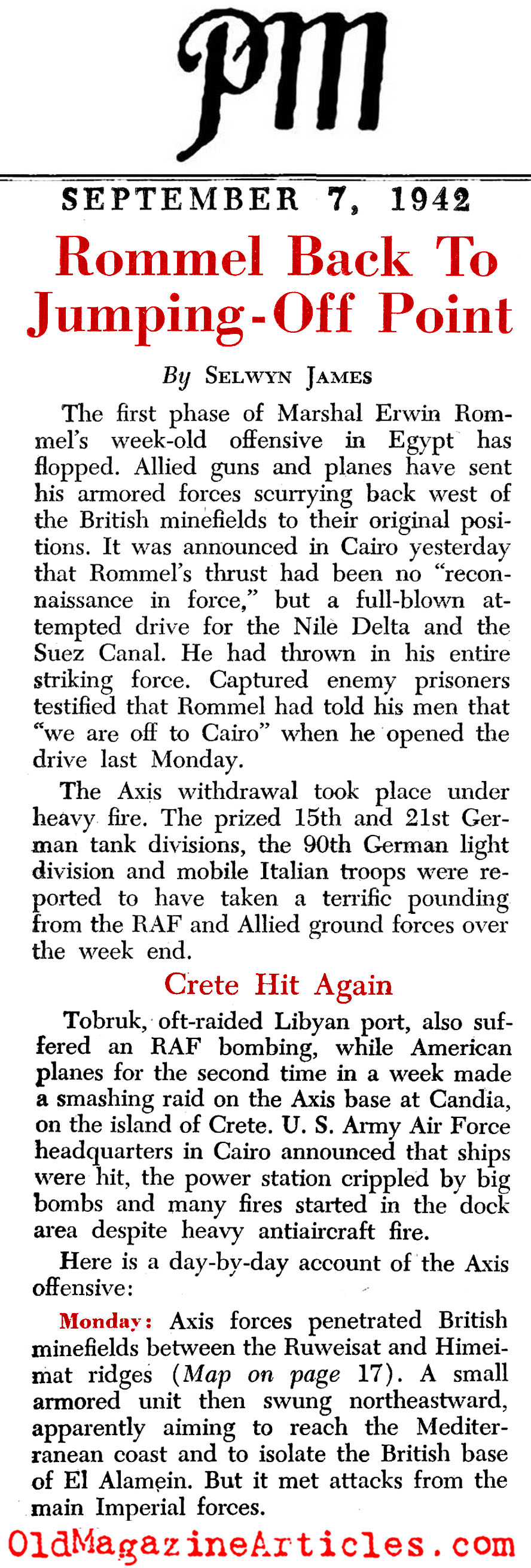 Rommel Returned to Where he Began (PM Tabloid, 1942)