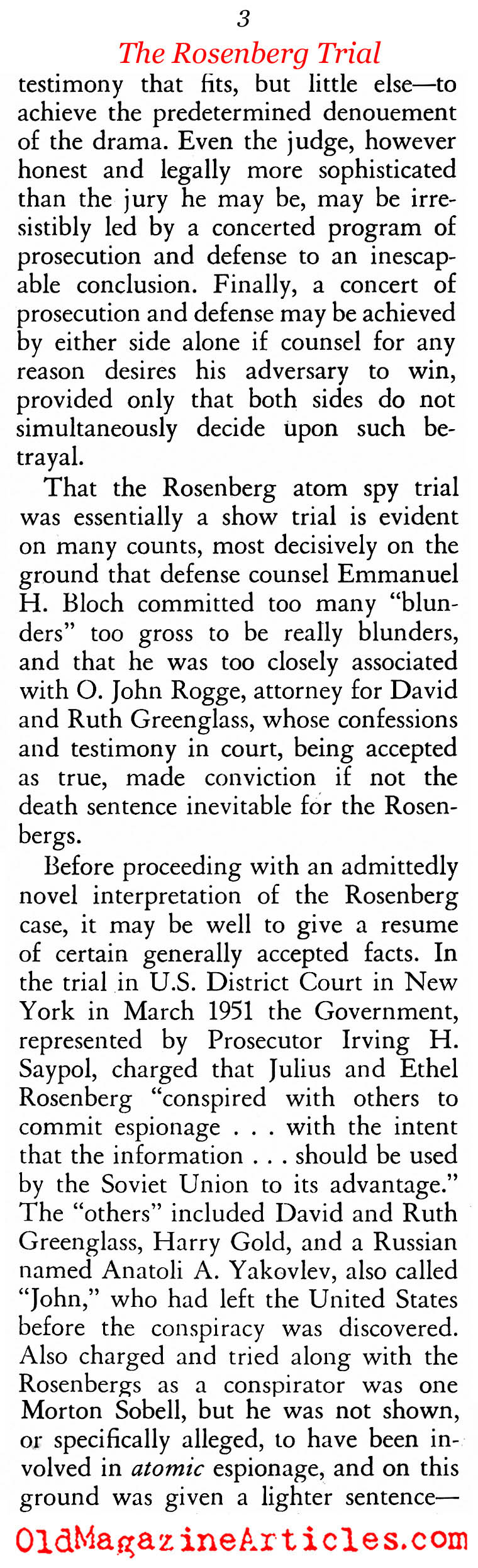 A Second Look At The Rosenberg Trial (American Opinion, 1966, 1967)