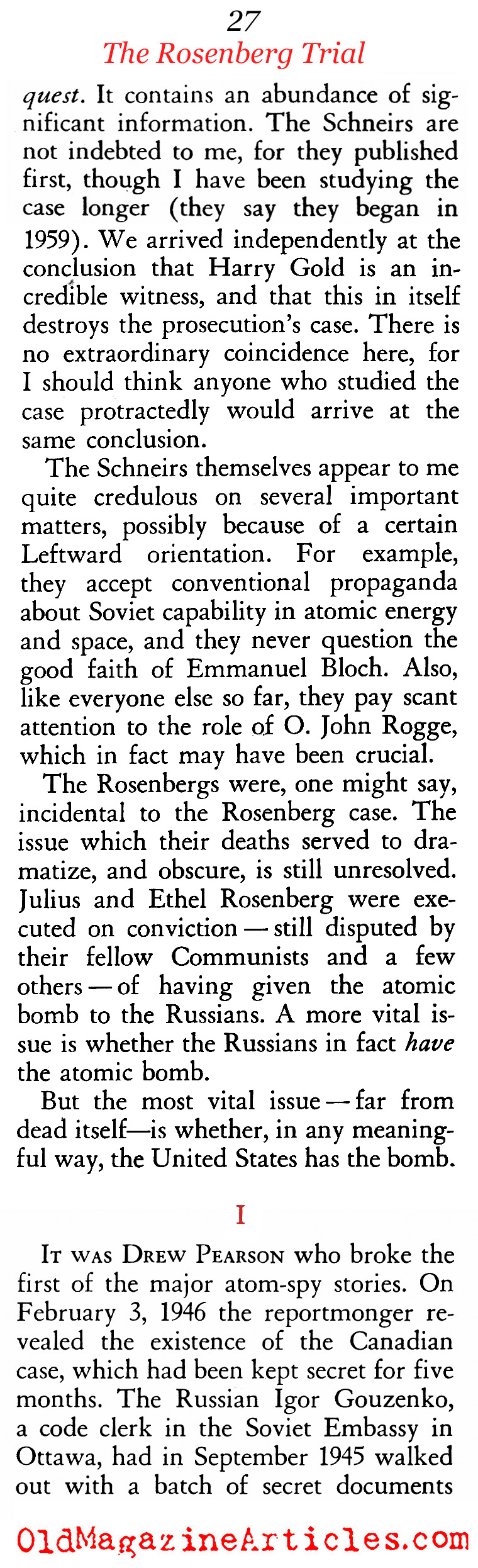 A Second Look At The Rosenberg Trial (American Opinion, 1966, 1967)