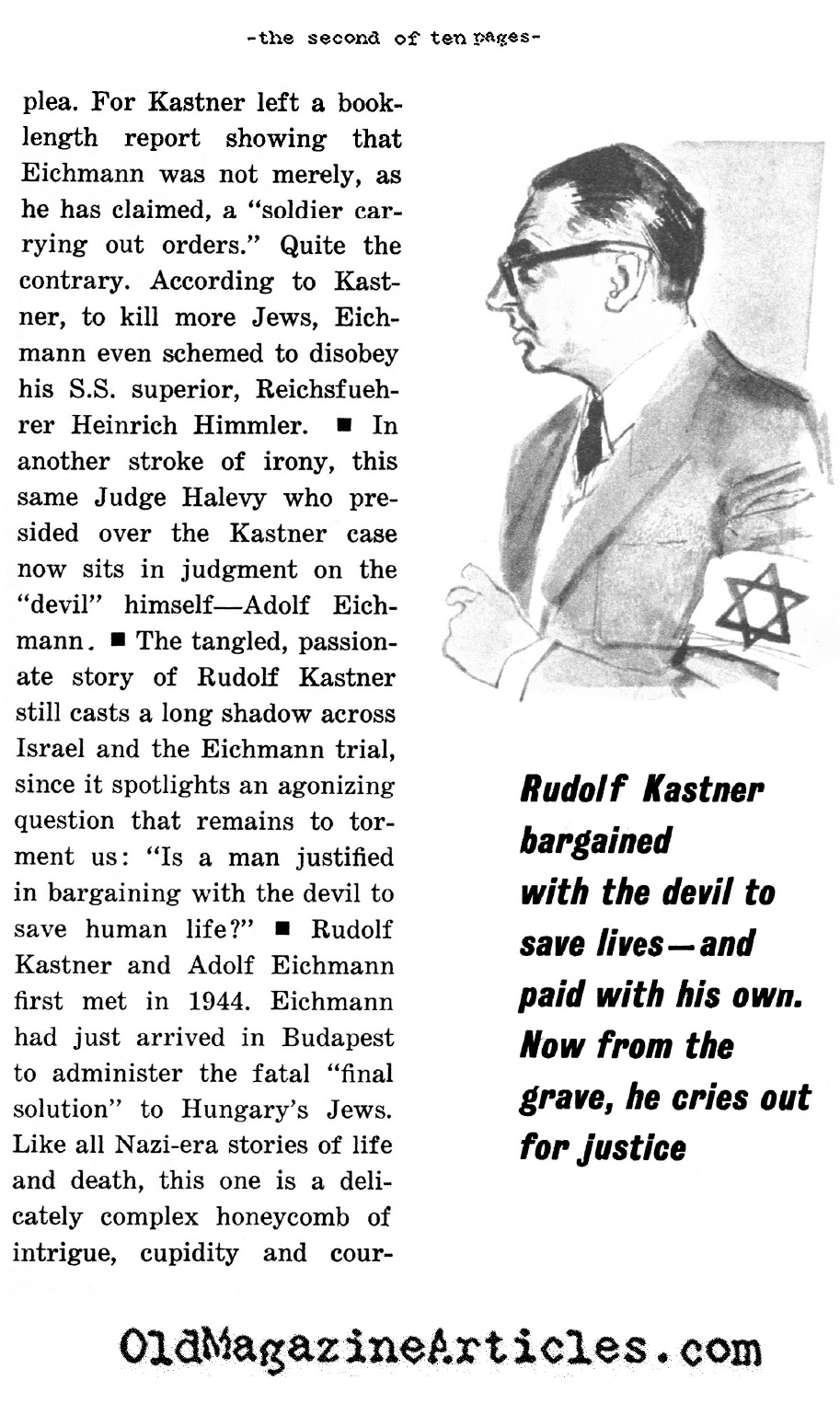 Rudolf Kasztner: Eichman's Last Victim (Coronet Magazine, 1961)