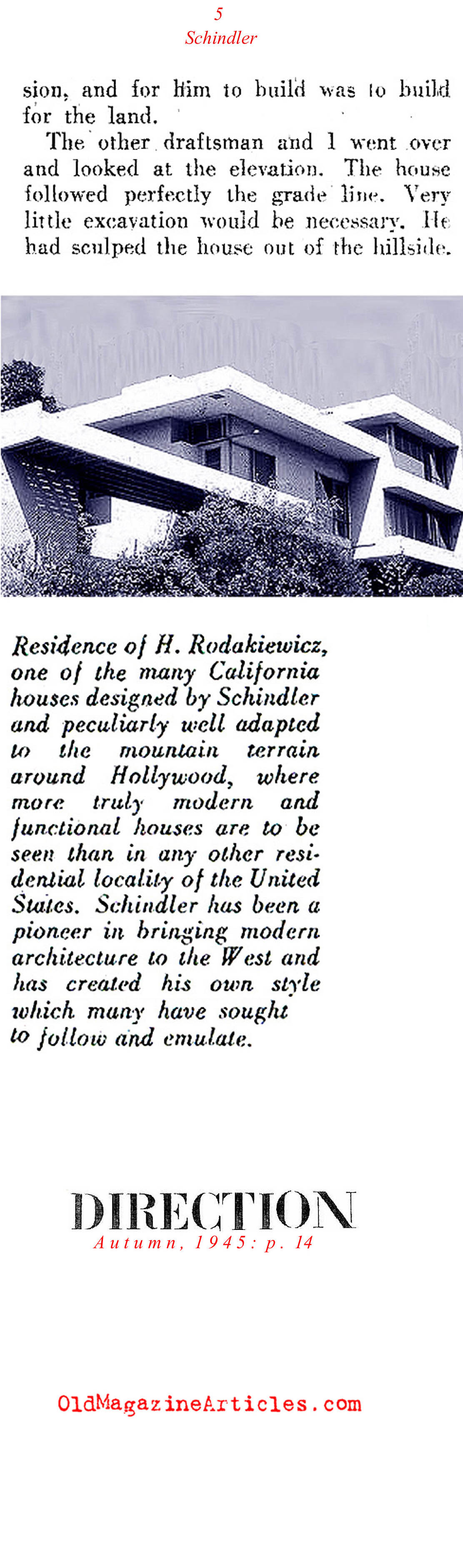 Architect Rudolf Schindler (Direction Magazine, 1945)