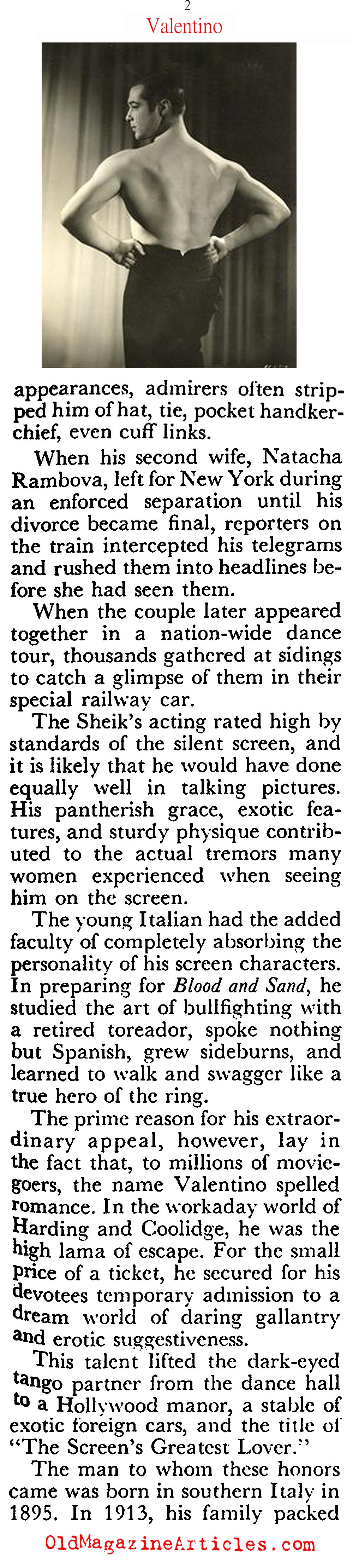 The Frenzy for Rudolph Valentino (Coronet Magazine, 1951)
