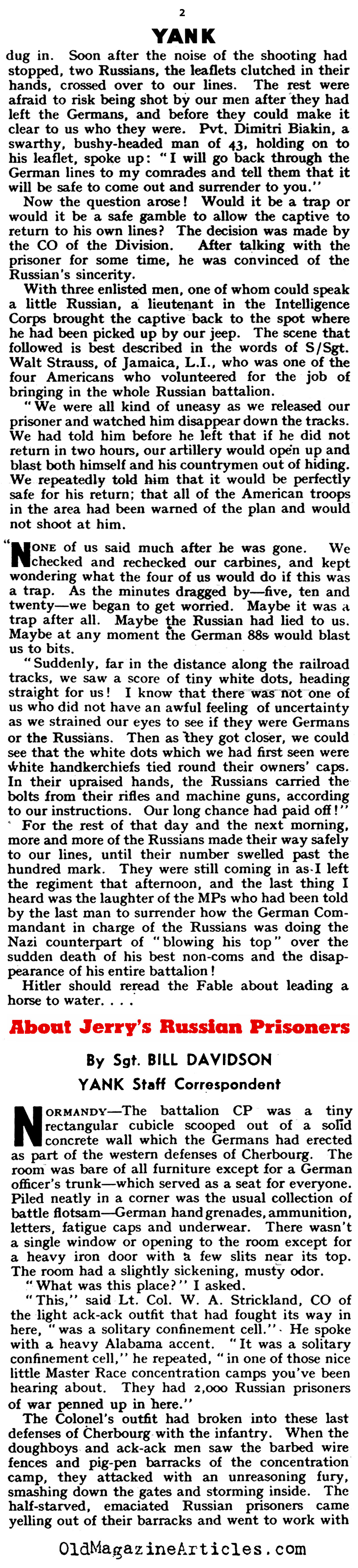 ''About the Russians in Normandy'' (Yank Magazine, 1944)