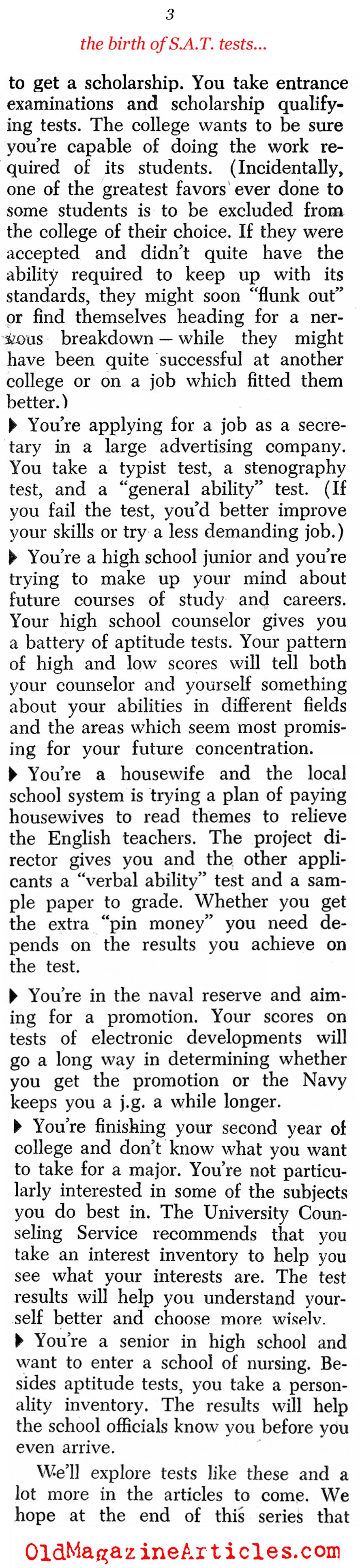 The Onslaught of Standardized Tests (World Week, 1958)