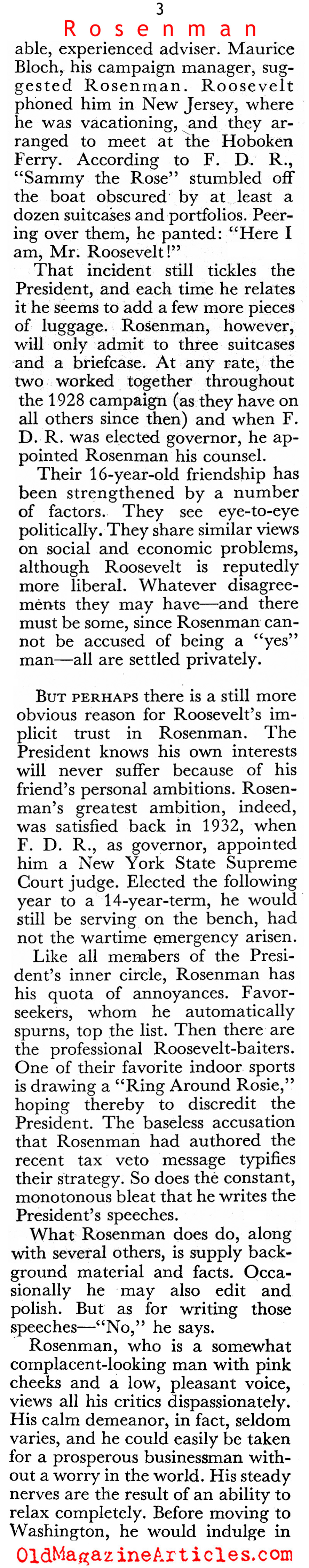Sam Rosenman: FDR's Right Arm (Coronet Magazine, 1944)