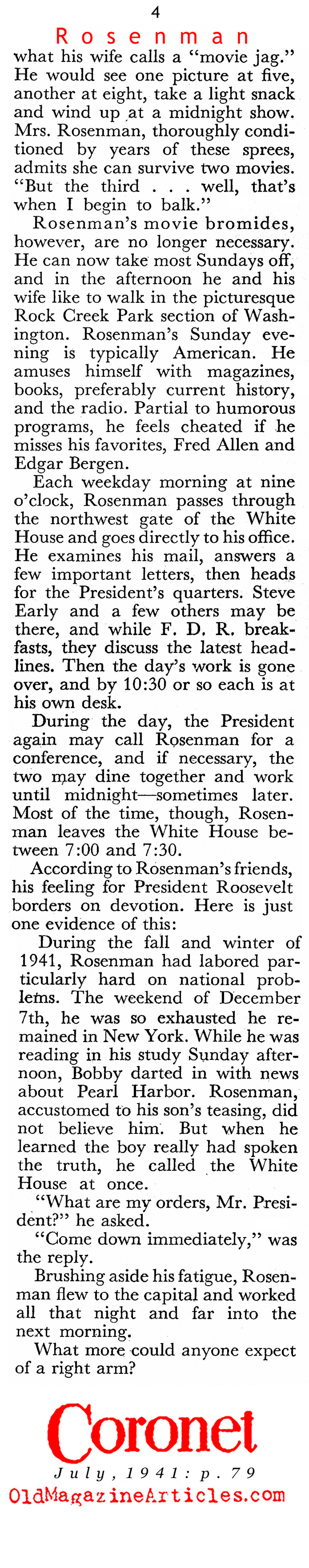 Sam Rosenman: FDR's Right Arm (Coronet Magazine, 1944)