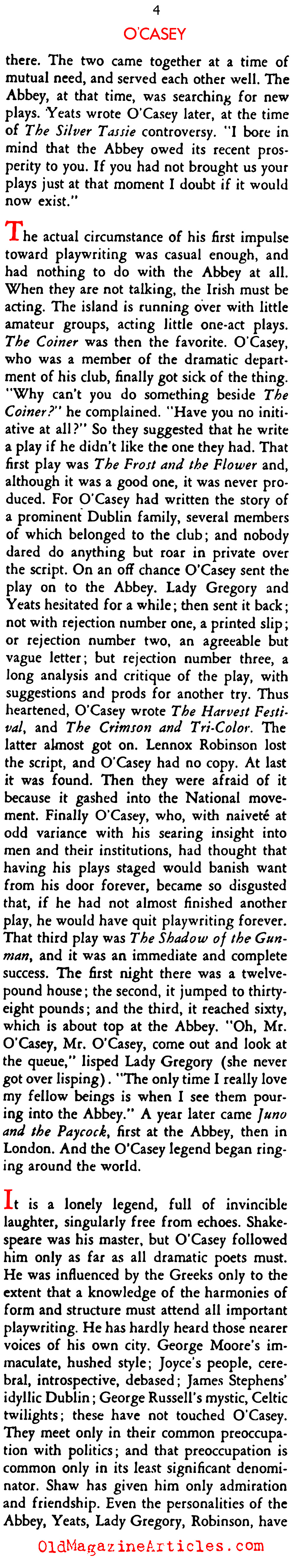 Sean O'Casey: Laborer, Playwright, Poet (Stage Magazine, 1934)