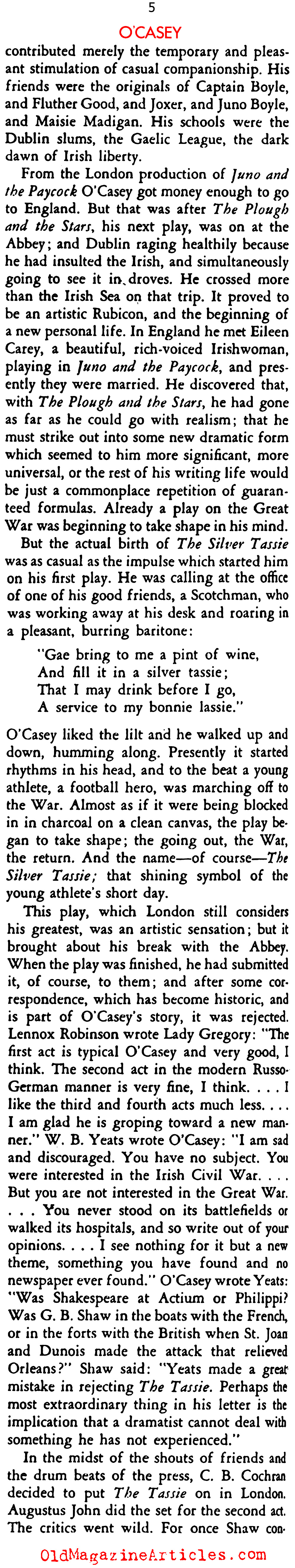 Sean O'Casey: Laborer, Playwright, Poet (Stage Magazine, 1934)