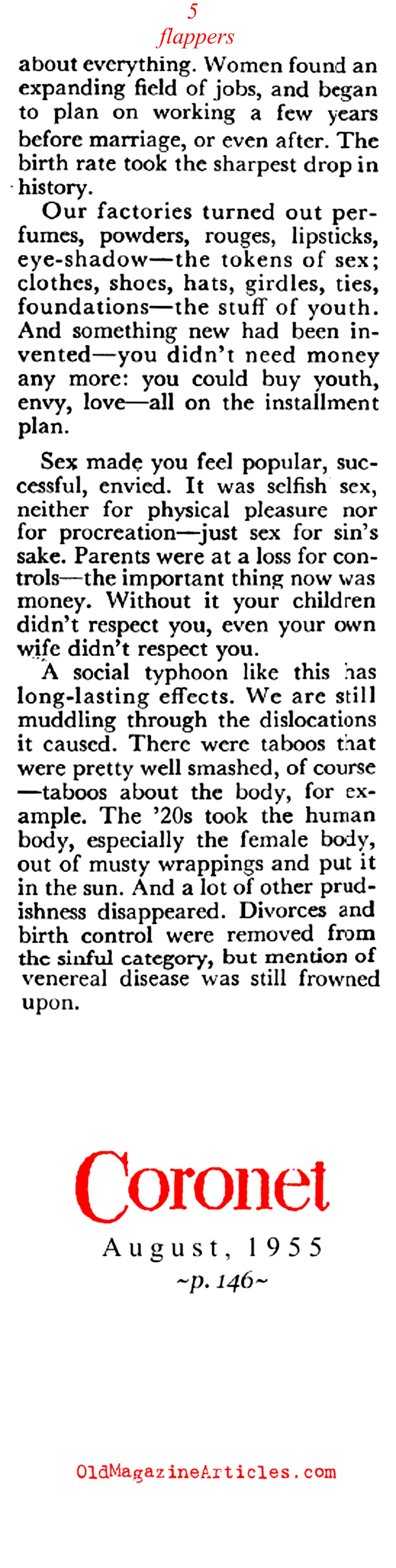 Flappers Altered the Sexual Contract in Society (Coronet Magazine, 1955)