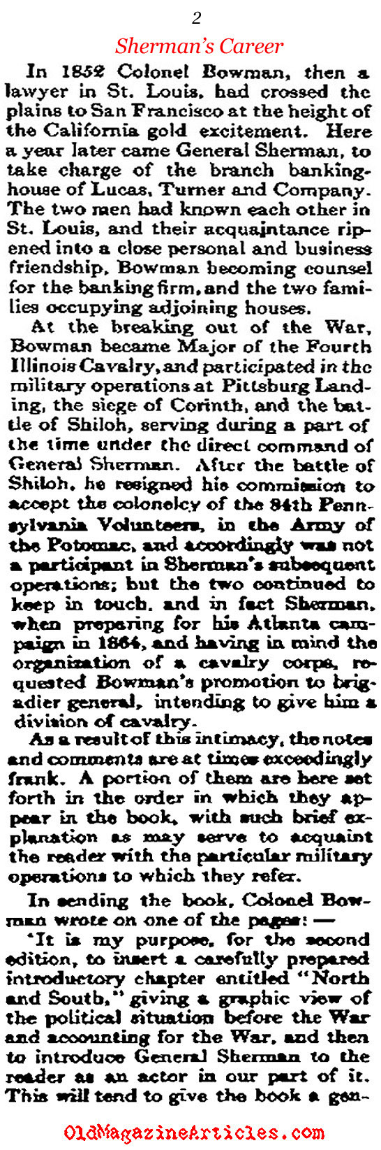 General Sherman Recalls His War Record (The Atlantic Monthly, 1911)