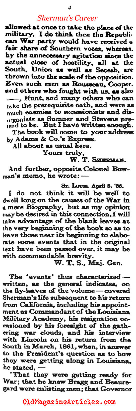 General Sherman Recalls His War Record (The Atlantic Monthly, 1911)