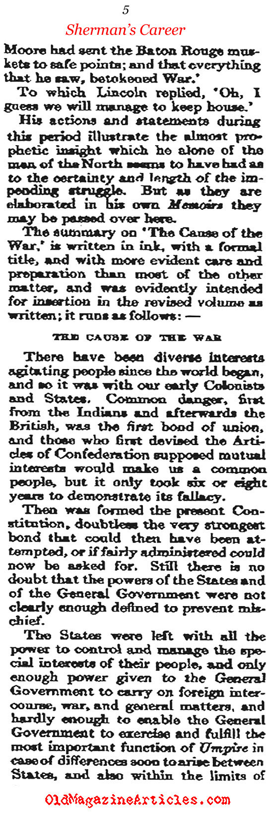 General Sherman Recalls His War Record (The Atlantic Monthly, 1911)