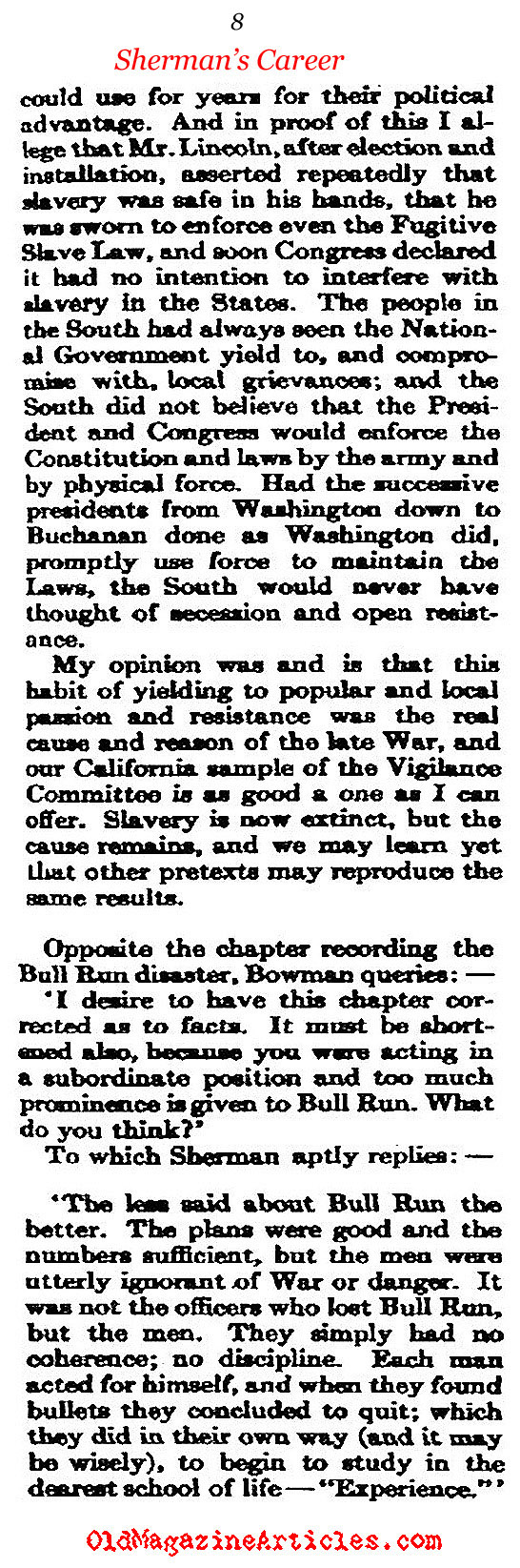 General Sherman Recalls His War Record (The Atlantic Monthly, 1911)