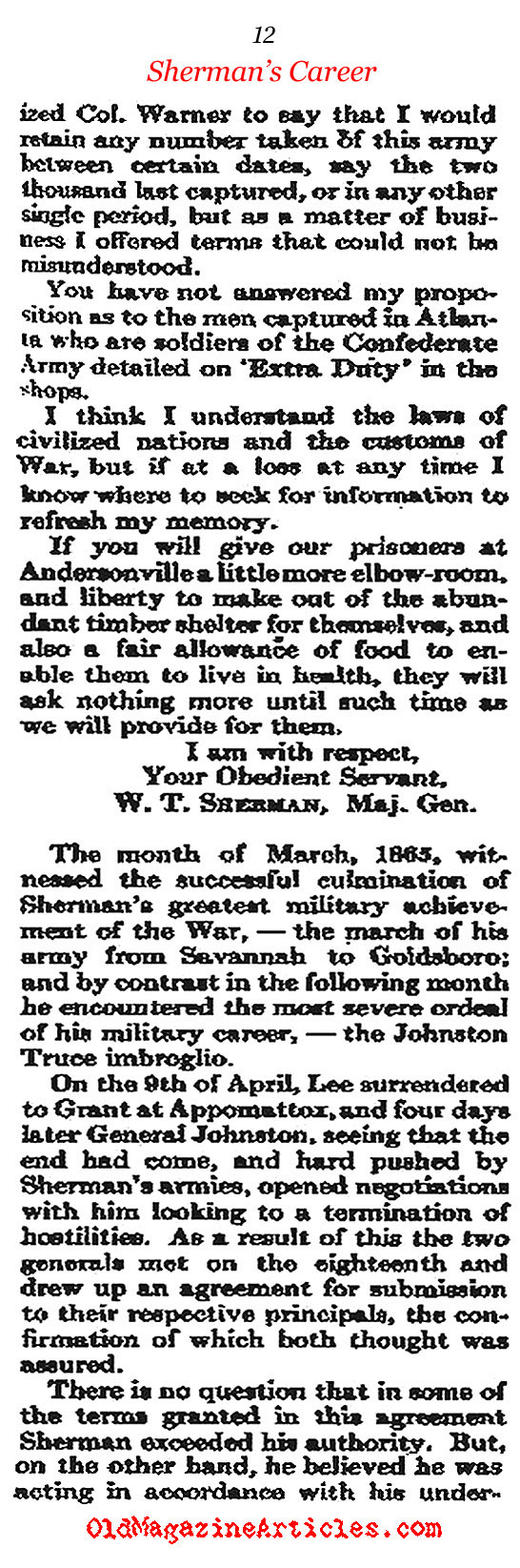 General Sherman Recalls His War Record (The Atlantic Monthly, 1911)