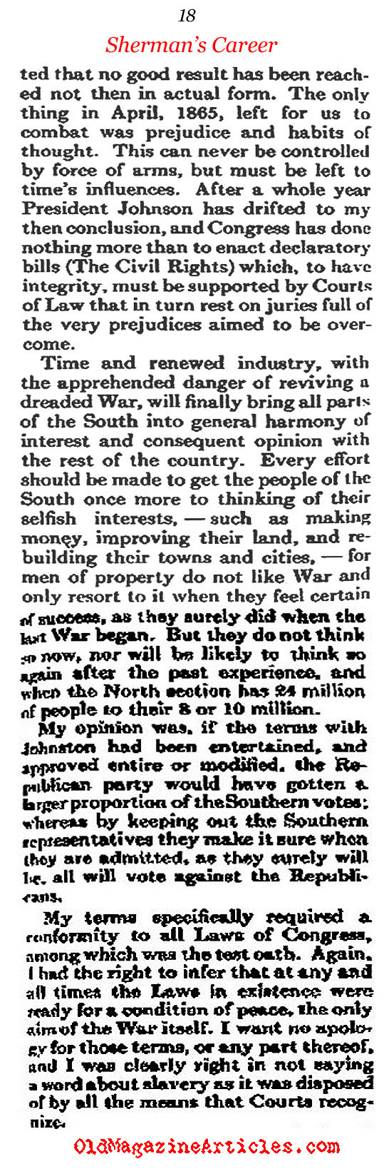 General Sherman Recalls His War Record (The Atlantic Monthly, 1911)