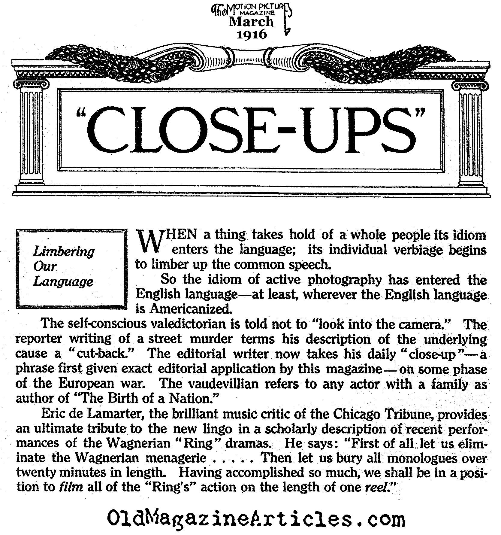 Silent Films and the Lexicographers (Motion Picture Magazine, 1916)