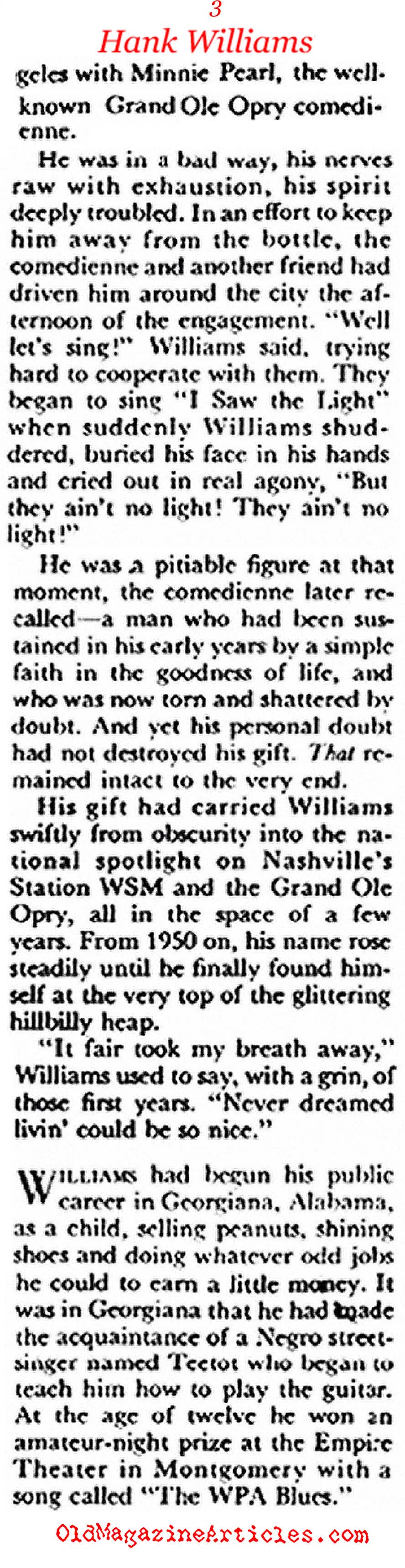 The Life and Death of Hank Williams (Coronet Magazine, 1956)