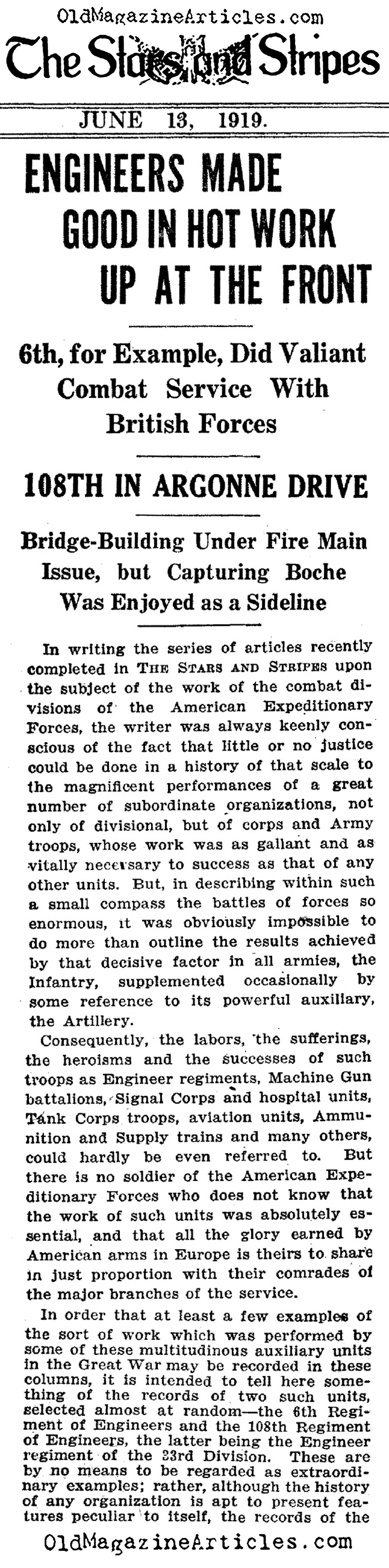 The U.S. Sixth Engineers and the 1918 March Offensive <BR>(The Stars and Stripes,1919)