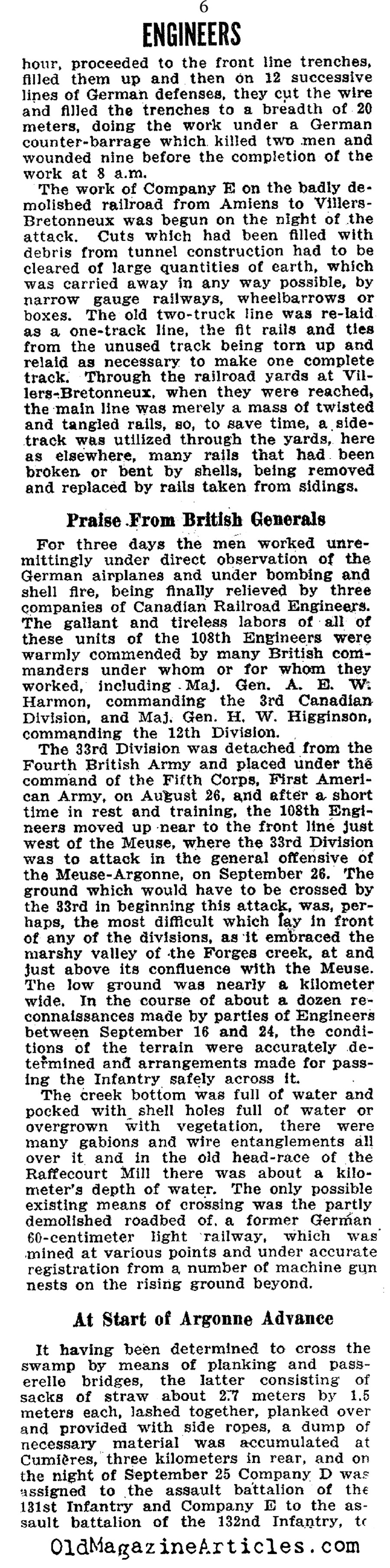 The U.S. Sixth Engineers and the 1918 March Offensive <BR>(The Stars and Stripes,1919)