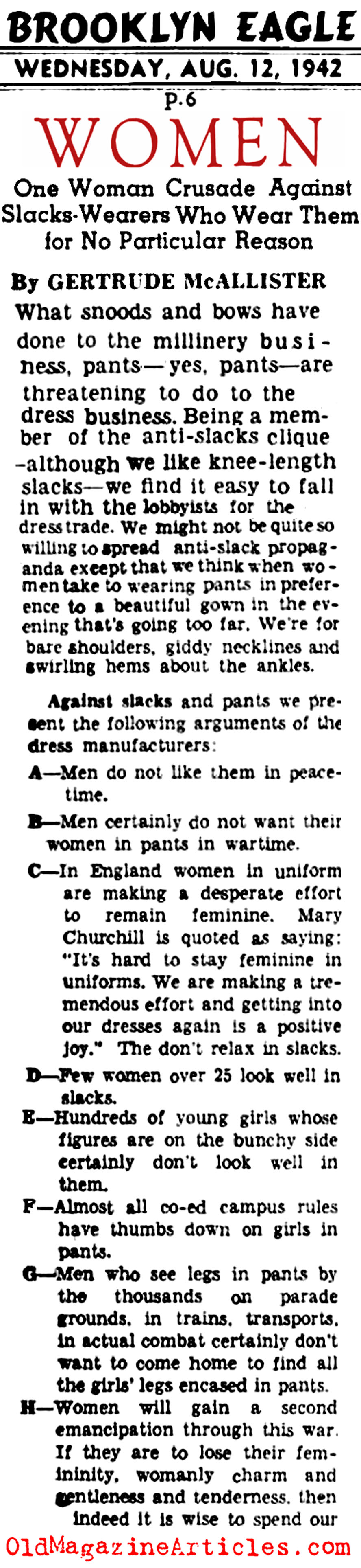 A Smaller War on the Home Front (Brooklyn Eagle, 1942)