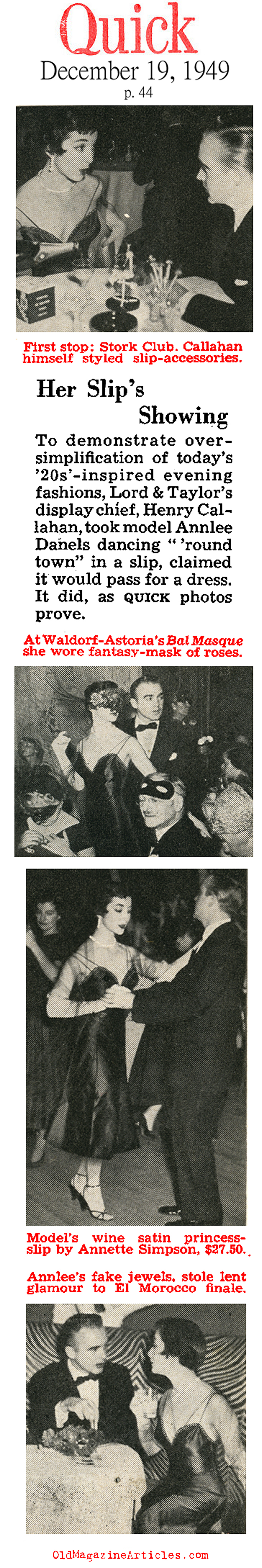 The Birth of the Slip Dress (Quick Magazine, 1949)